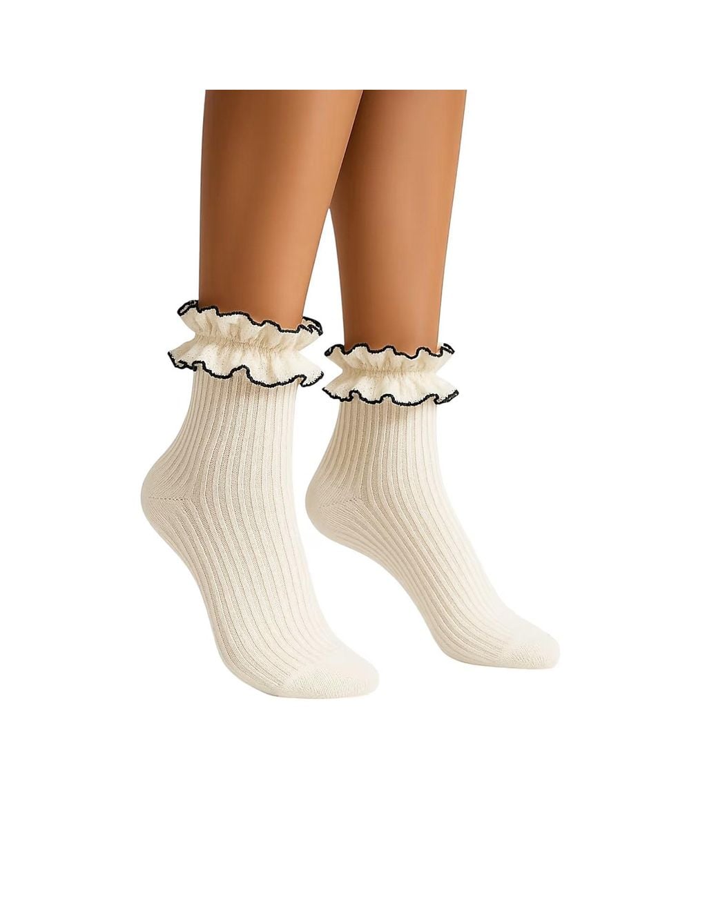 HIGH HEEL JUNGLE by KATHRYN EISMAN Natural Sheer Frilly Socks