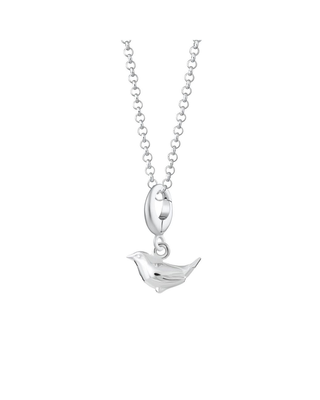 Lily Charmed Metallic Sterling Wren Charm Necklace
