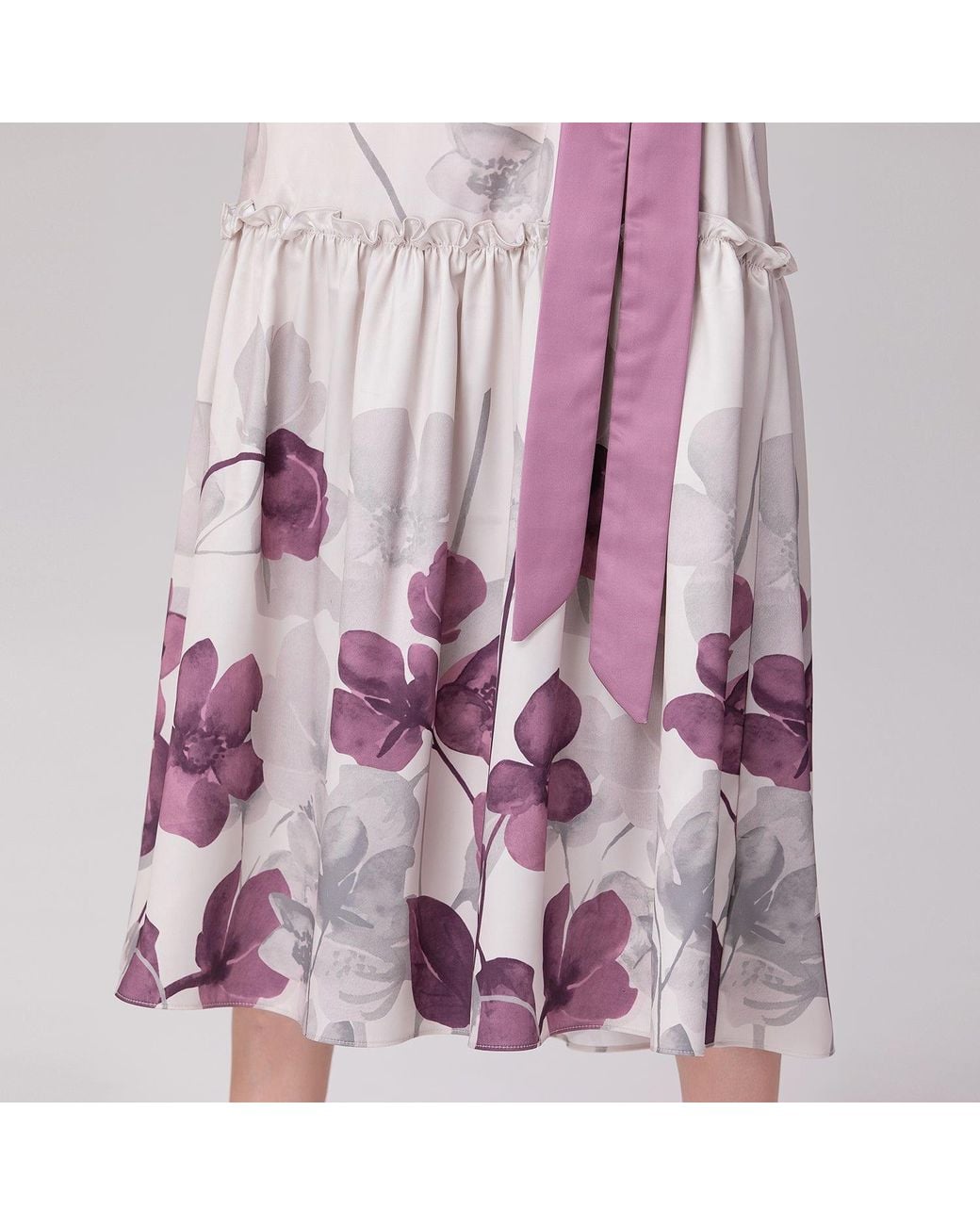 Smart and Joy White Placement Floral Print Blouse-Dress