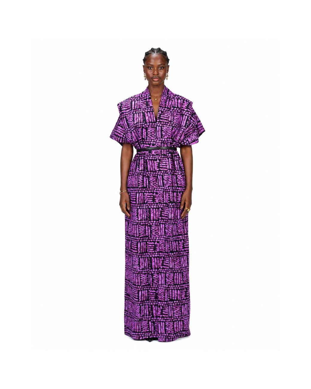Chuks Collins Purple Ajah Collection: Peach Print Long Dress