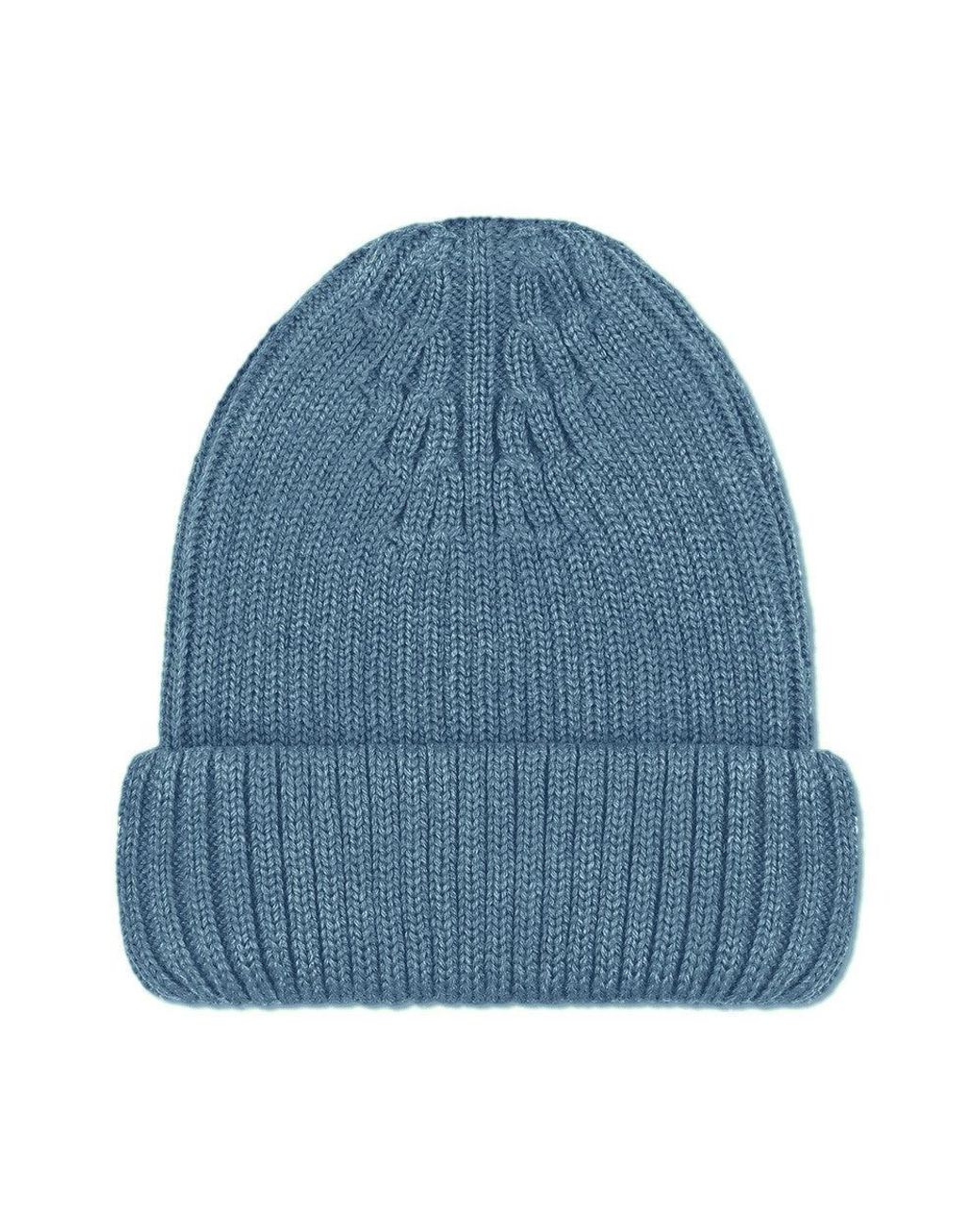 Paul James Knitwear Blue Heavyweight Ribbed Extra Fine Merino Beanie