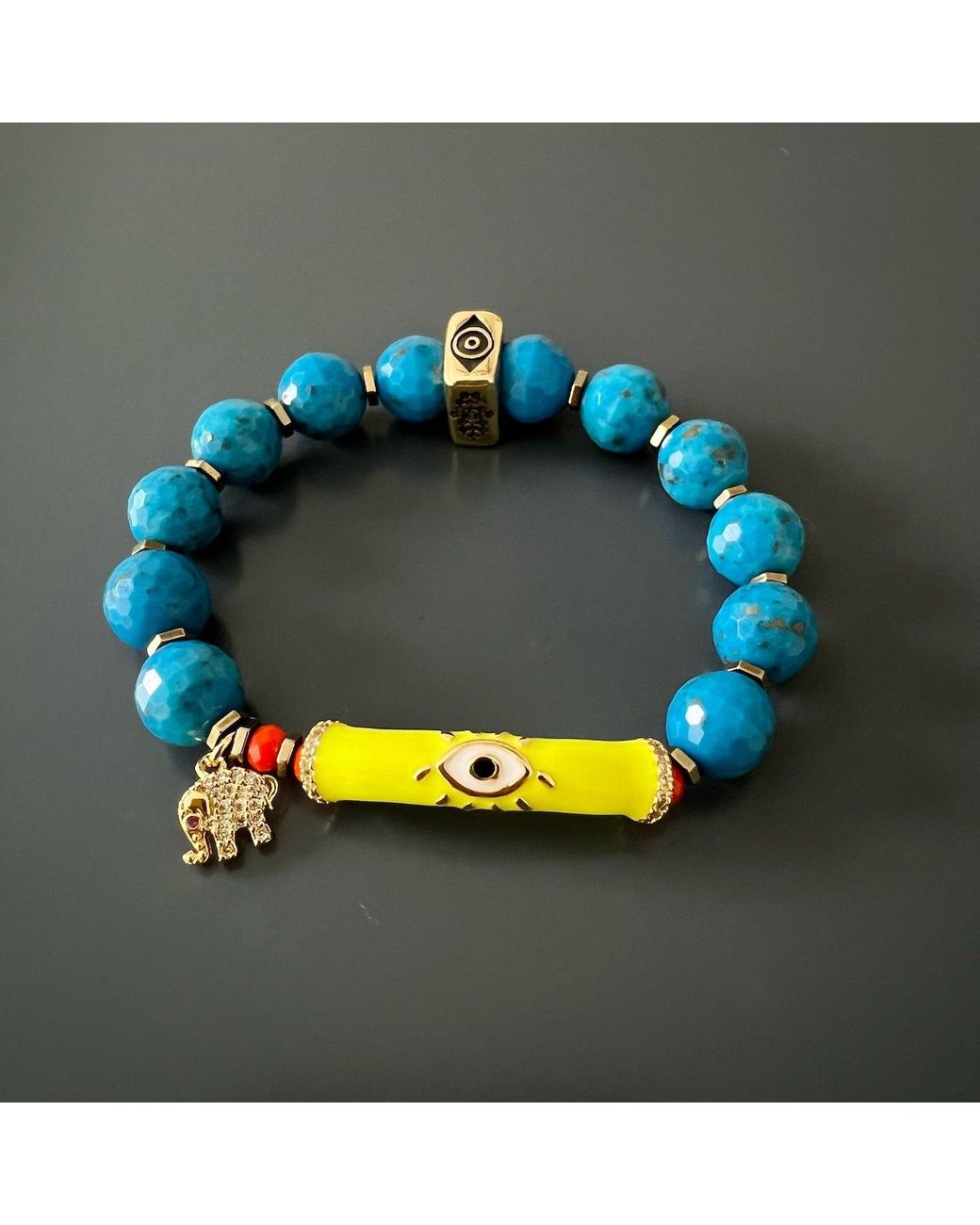 Ebru Jewelry Blue Turquoise Unique Protection Bracelet