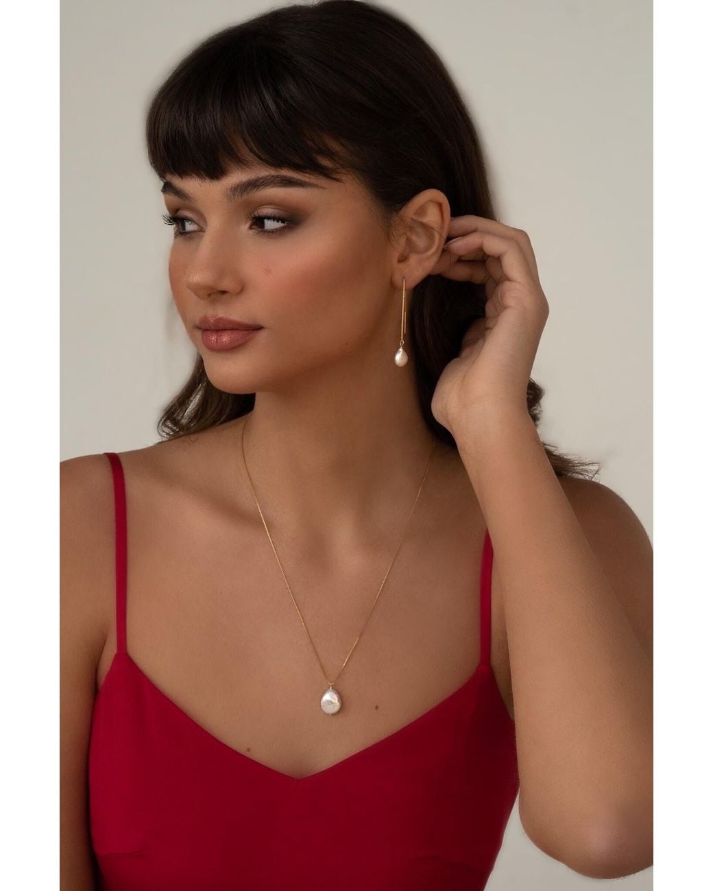 Katy Faye Metallic Moon Pearl Necklace