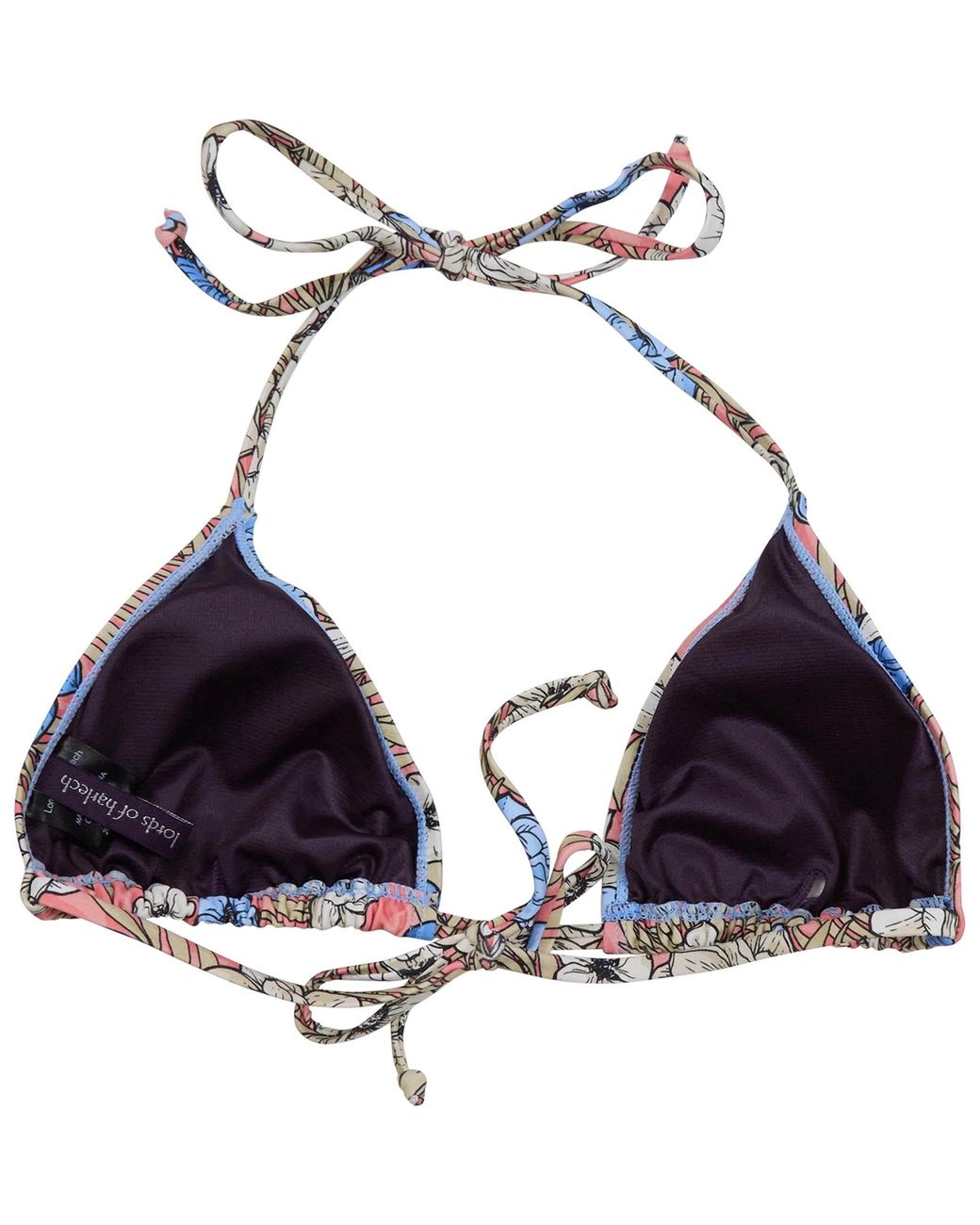 Lords of Harlech Blue Flavia Tropical Mix Coral Bikini Top