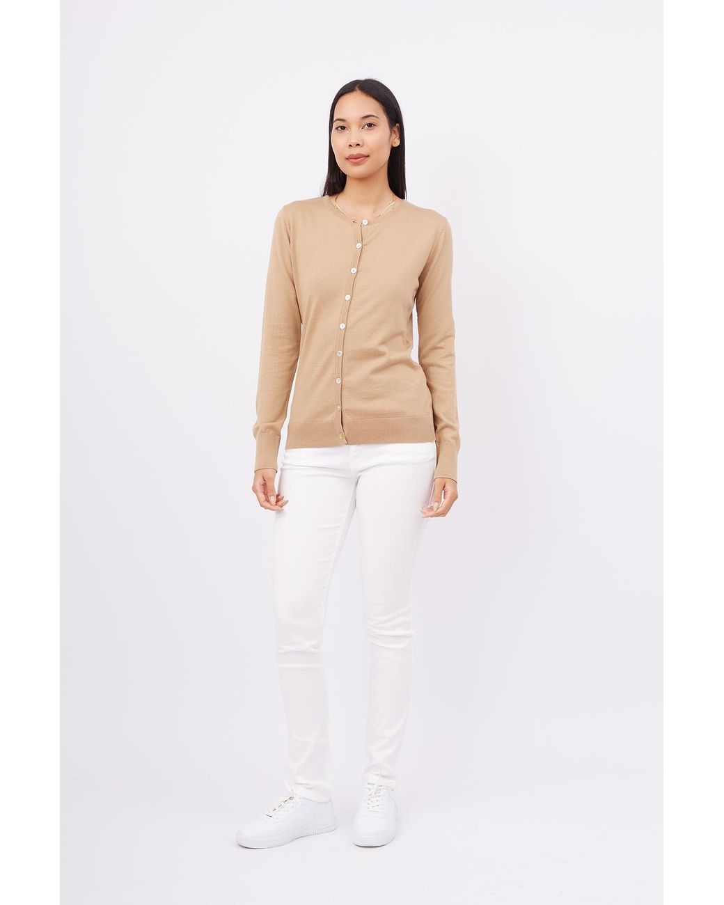 Peraluna Natural Mila O-Neck Basic Cotton Cardigan