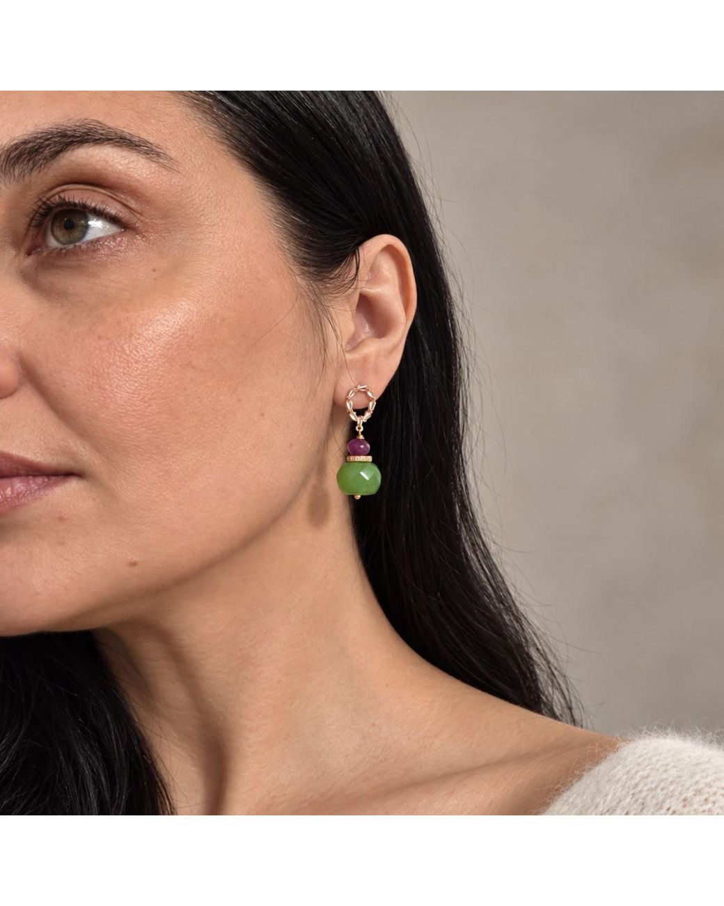 Way to Chic Green Agate Crystal-Stud Statement Earrings