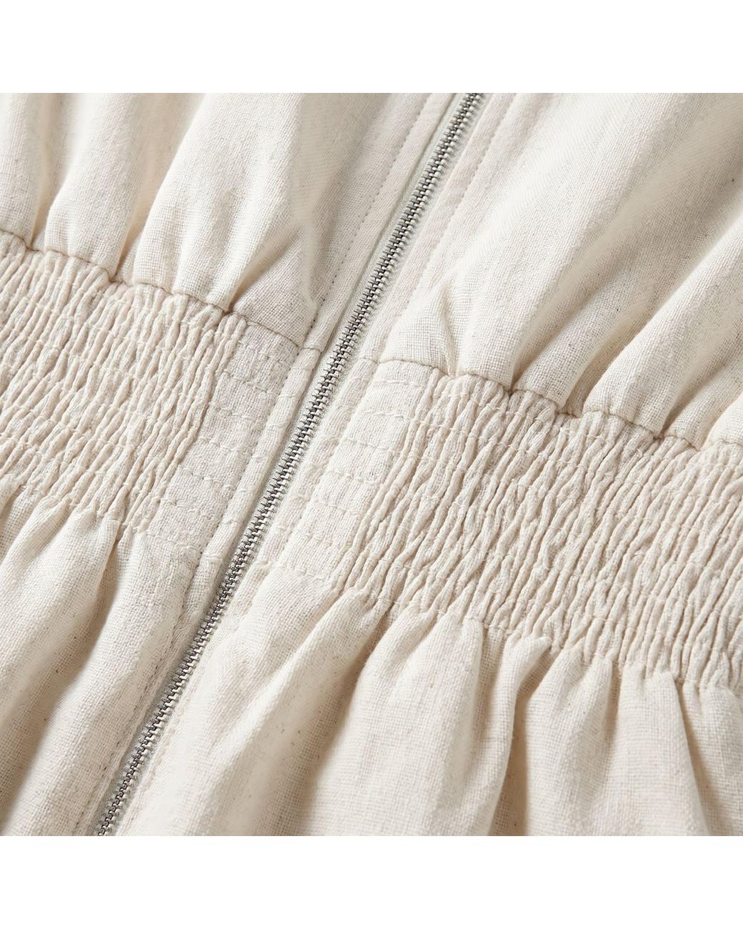 Modenaire White Neutrals Smocked Midi Dress Refined Slit