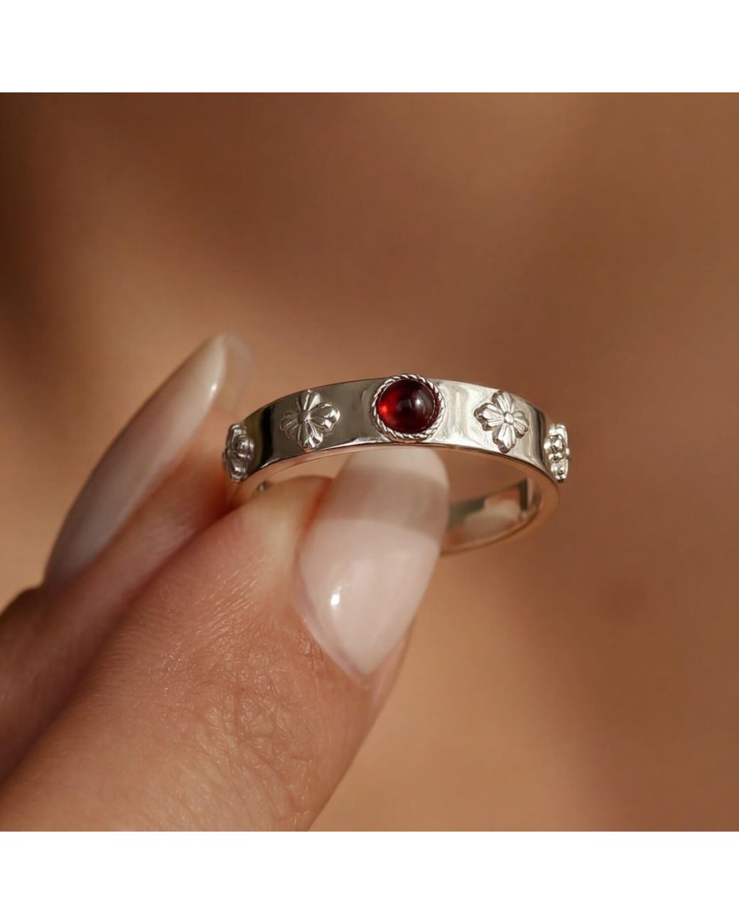 Azura Jewelry New York White Howl's Moving Castle Mozambique Garnet Ring Vermeil