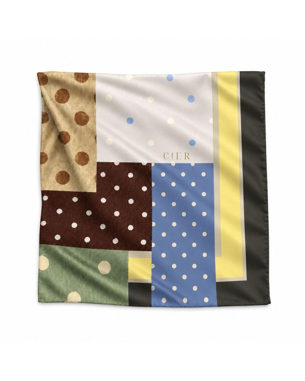 Cier White Dot On Dot Silk Scarf