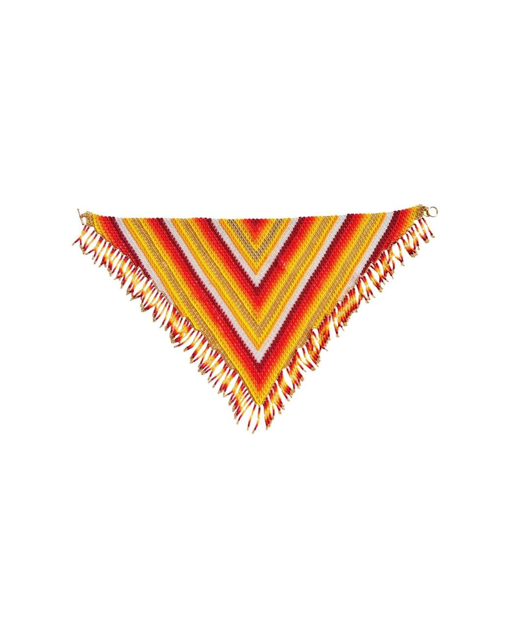 Iliana Arrazola Orange Scarf Fringe Necklace, And, Glass Beads, Beaded Jewelry