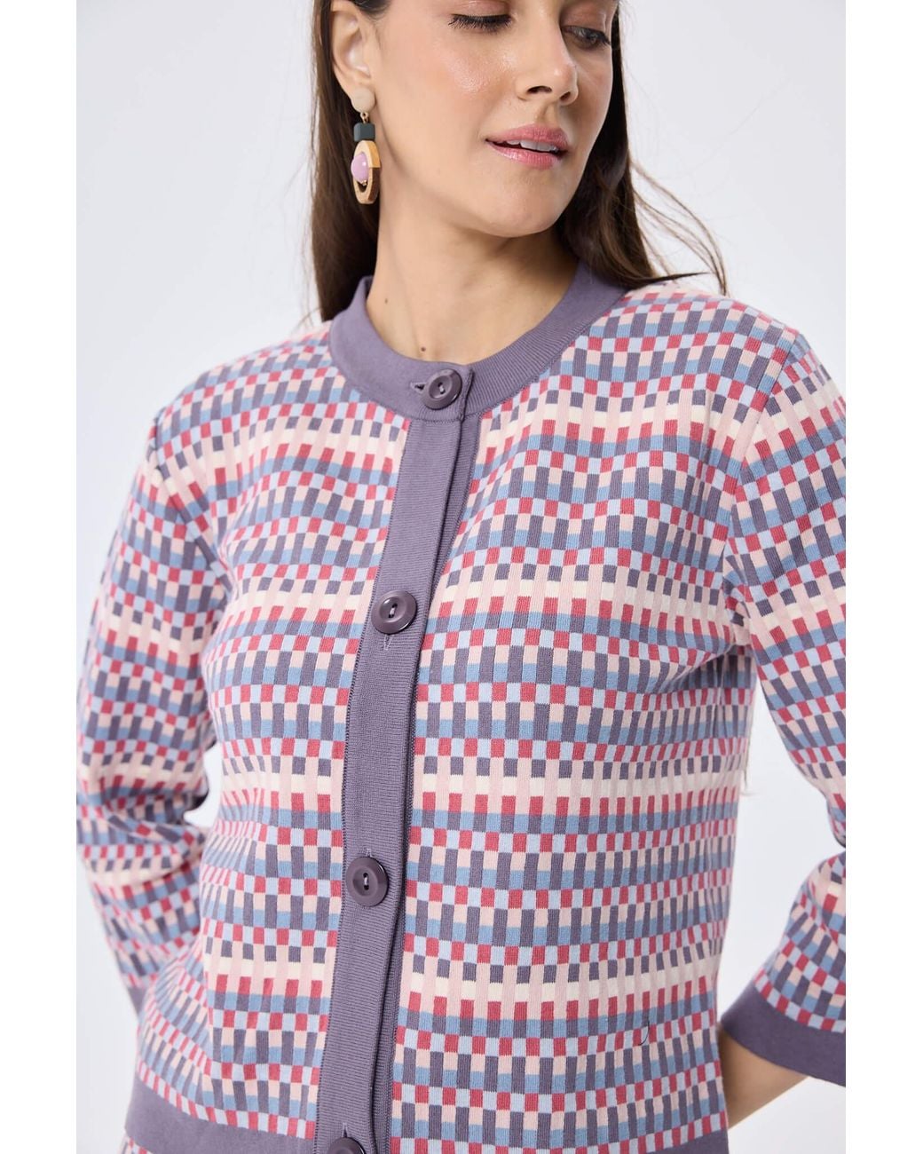 Peraluna Red Imagine Jacquard Knit Cardigan