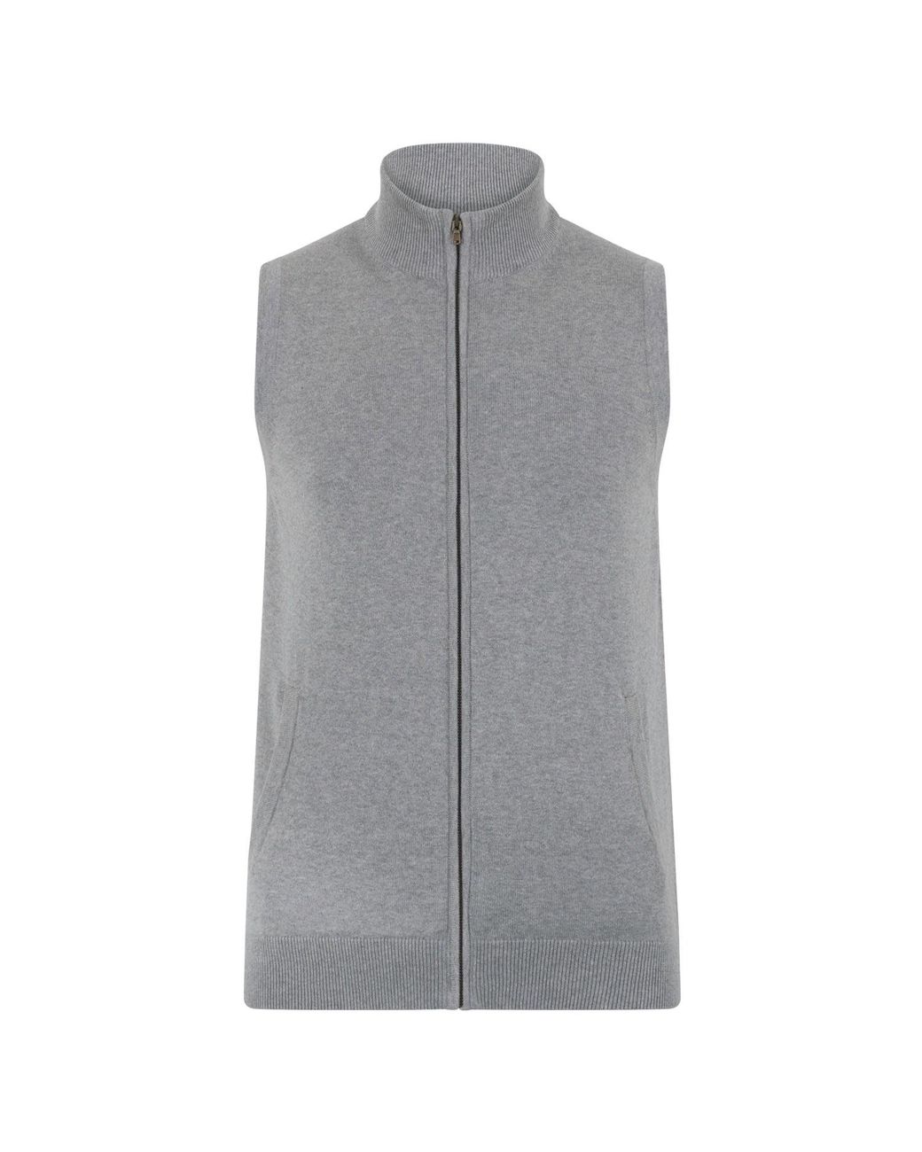 Paul James Knitwear Gray Lightweight Cotton Zip Through Andrew Gilet for men