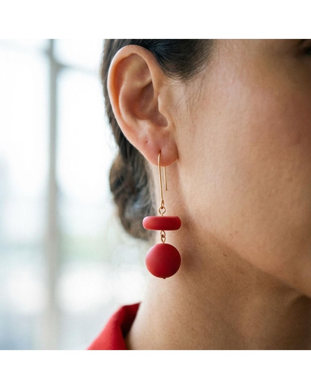 By Chavelli Red Bead Dangle Earrings