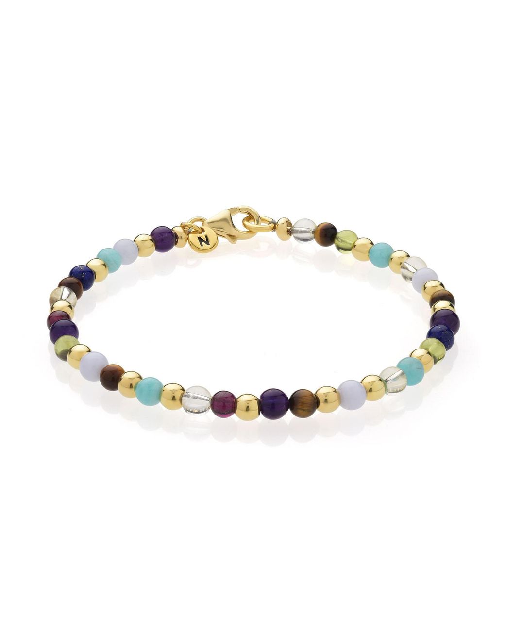 Nellou Jewellery Metallic Multi Gemstone Bracelet Plated Sterling