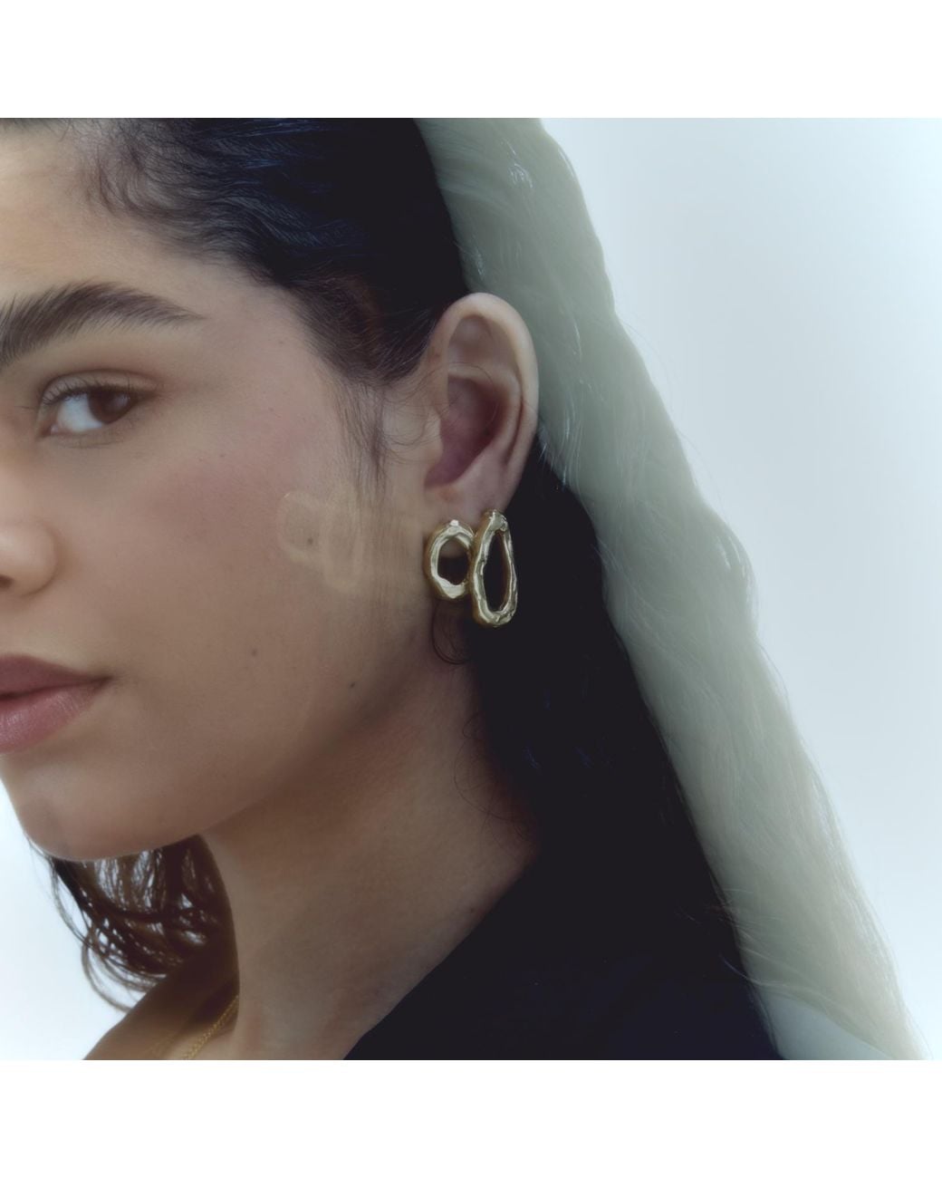 De Roms Metallic Molten Irregular Hoops Opposites Attract Earrings