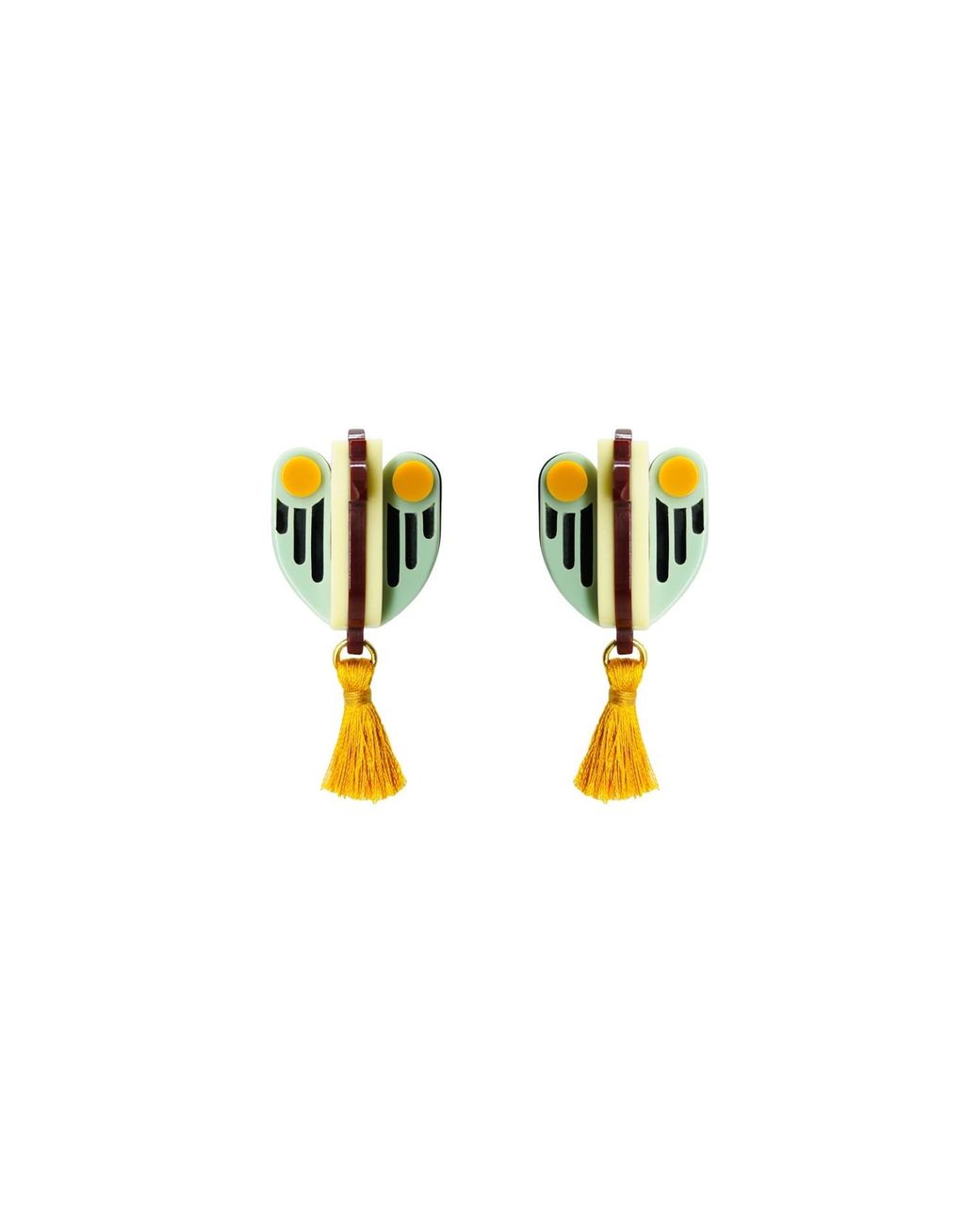 Gissa Bicalho Black Handmade Acrylic Earring Harpy Pale