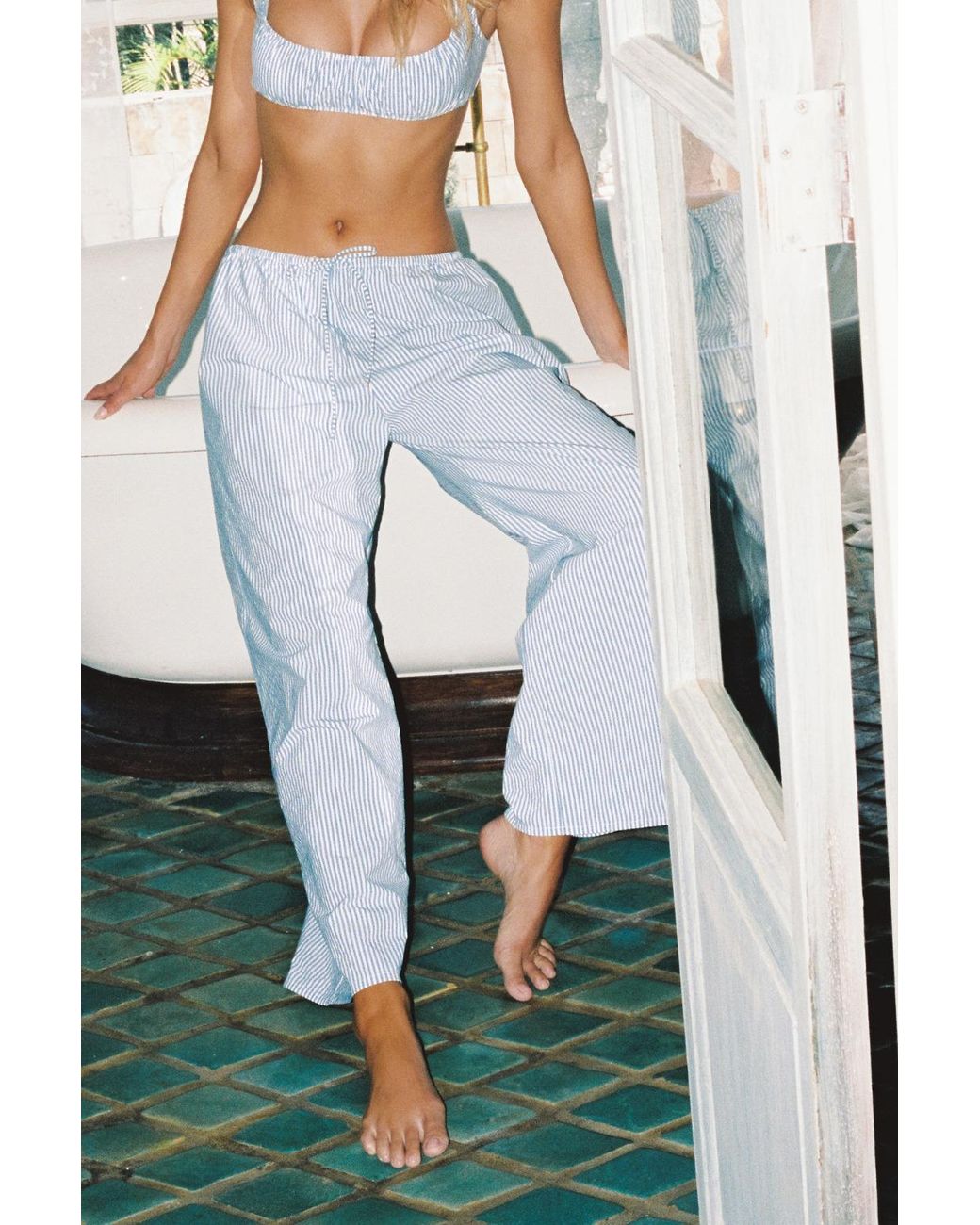 Montce Blue Classic Stripe Drawstring Wide-Leg Pant