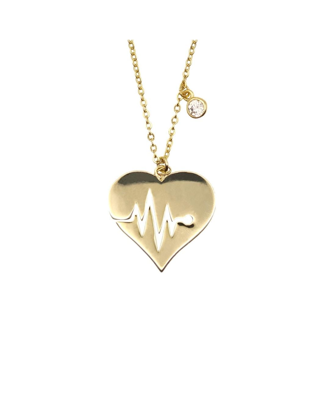 VicStoneNYC Fine Jewelry Metallic Heart Beat With Lab Grown Diamond Necklace