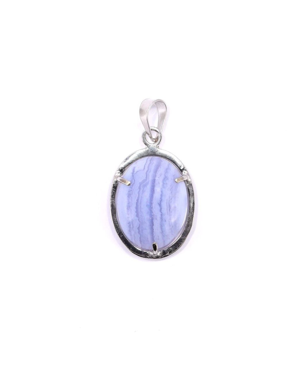 Mineralgems•Studio Blue Chalcedony Pendant With Sterling Chain