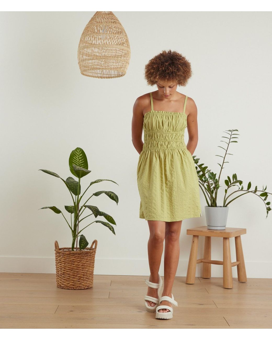 Known Supply Green Smocked Dress