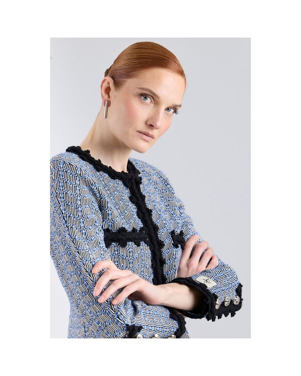 The Extreme Collection Blue Metallic Lady Jacket Textured