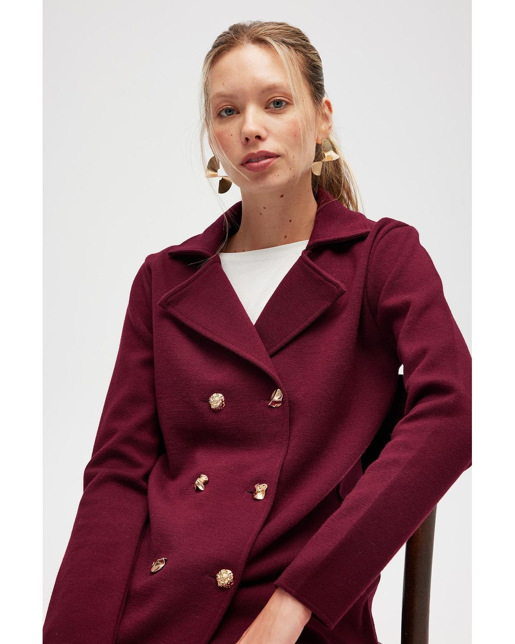 Peraluna Purple Jisha Knit Blazer Jacket
