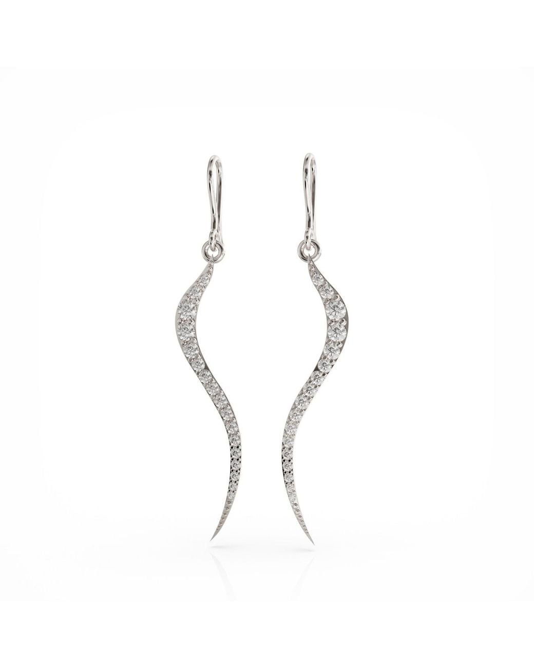 Linda Fiore Metallic Swirl Earrings With Clear Cz