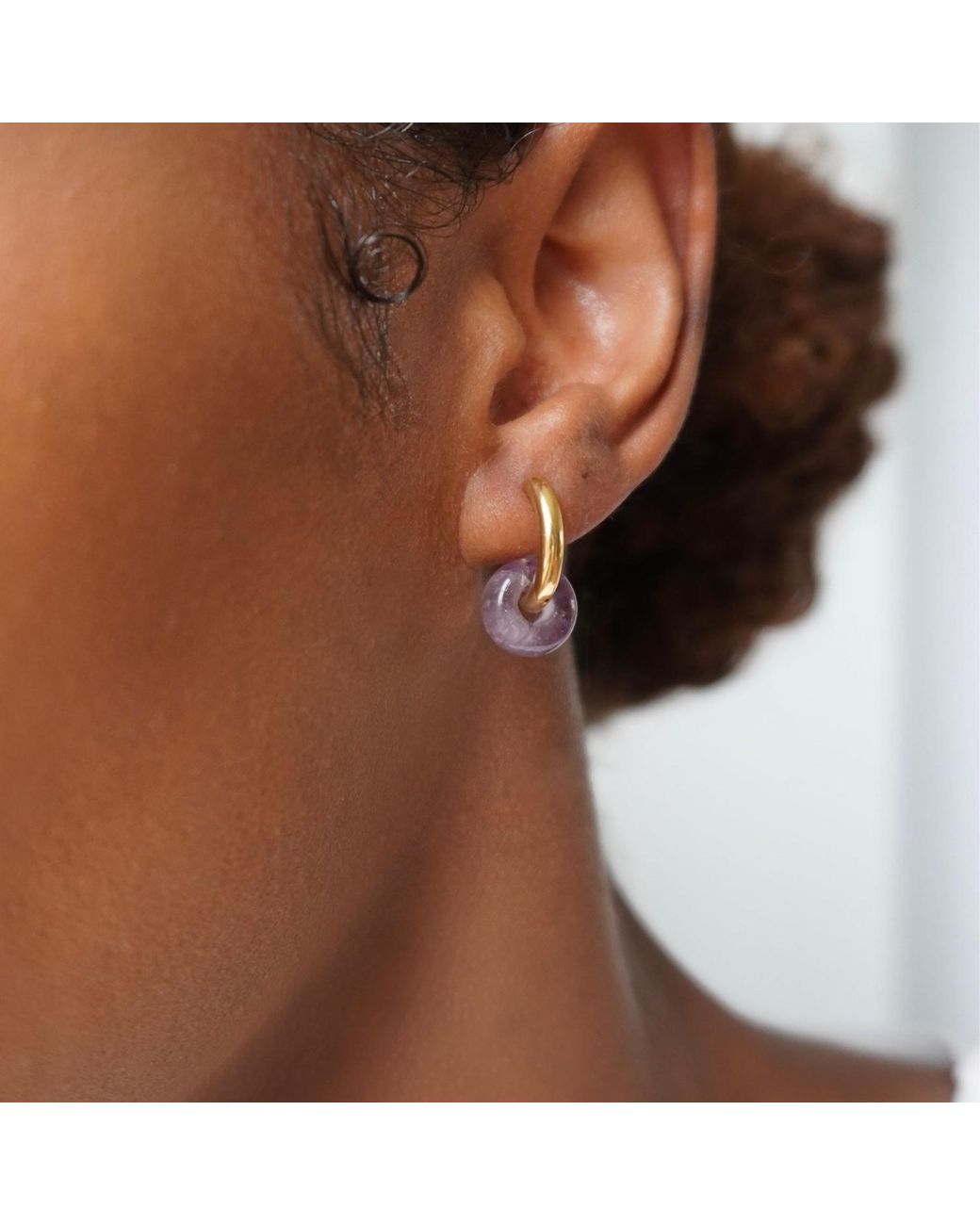 A Weathered Penny Metallic Amethyst Hoops