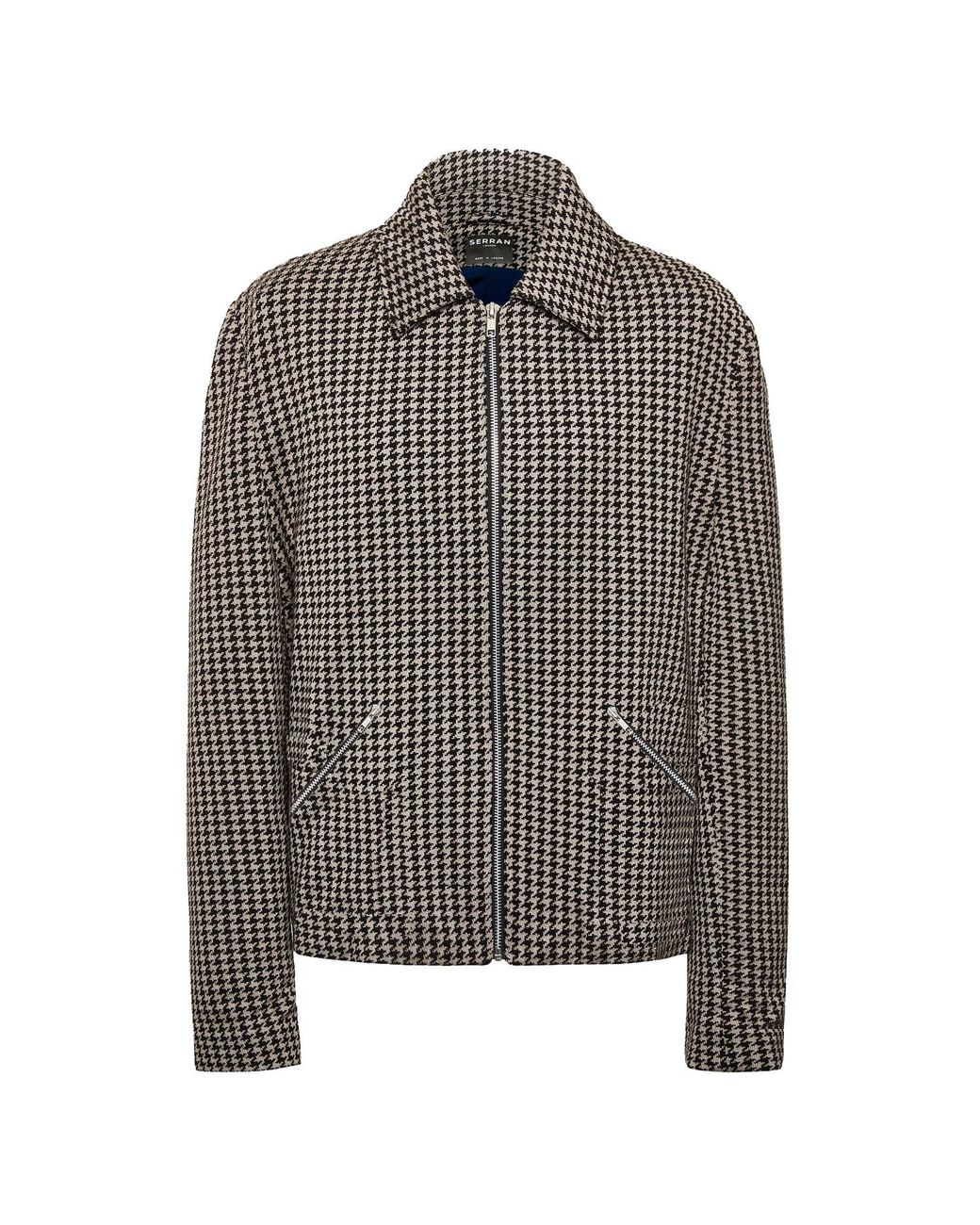 SEREN LONDON Brown Houndstooth Knitted Jacket for men