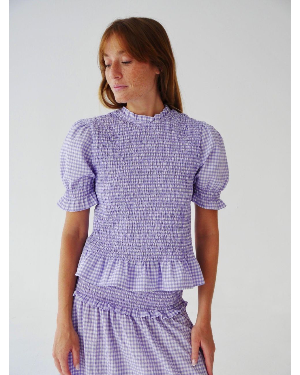 Mind Traveler Purple Lea Gingham Top