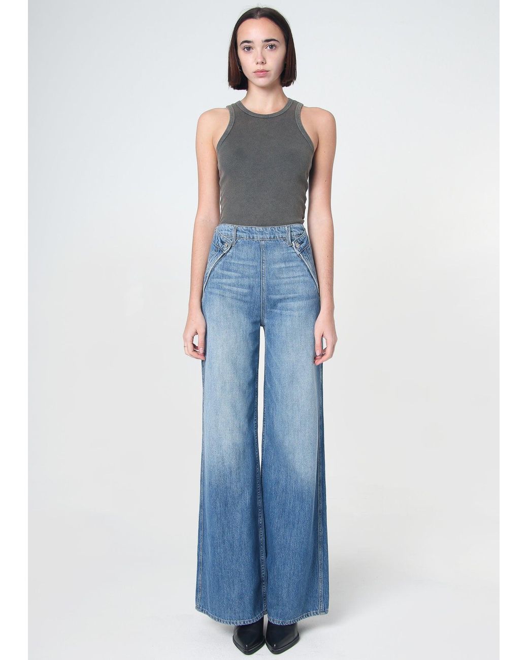 NOEND Blue Dina High Waisted Wide