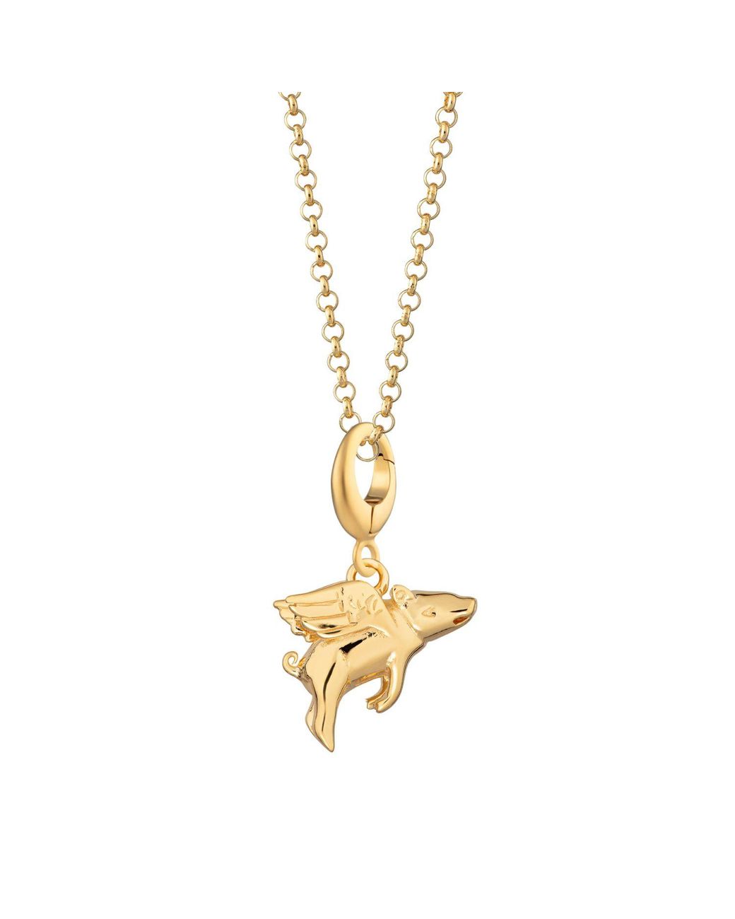 Lily Charmed Metallic Plated Flying Pig Charm Necklace