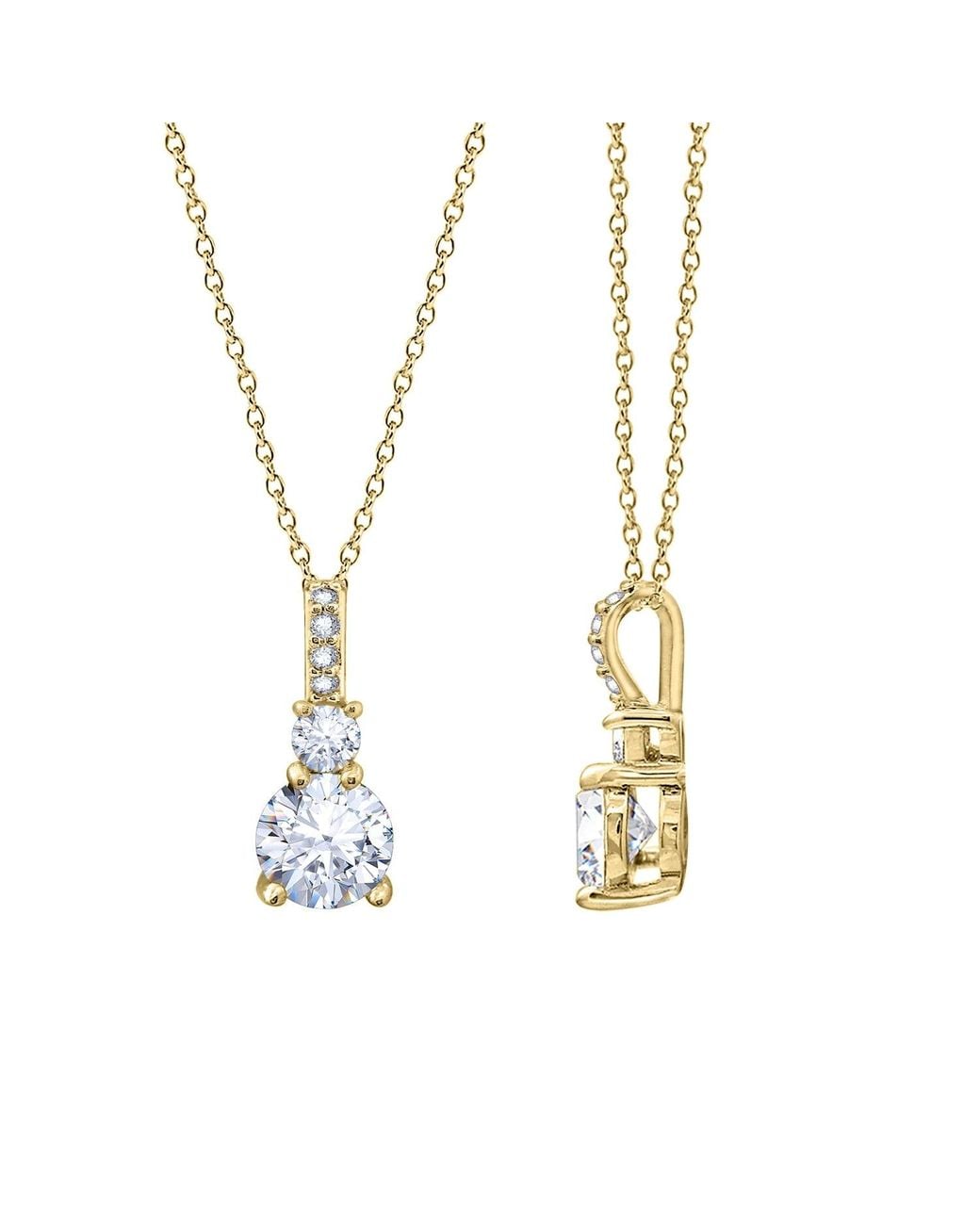 Diamonbliss Metallic Embellished With Swarovski Plated Round Cut Solitaire Drop Pendant Necklace One And Half Carat