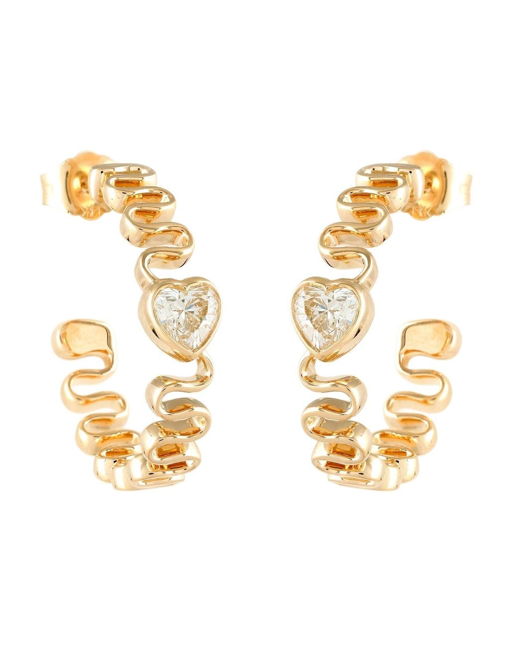 Artisan Metallic Heart Shape Diamond Hoop Earrings