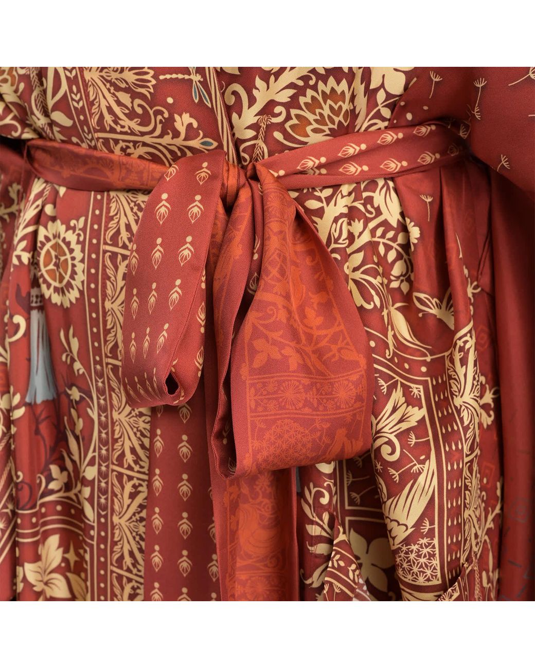 Silk&Soul Red Tree Of Life Silk Robe