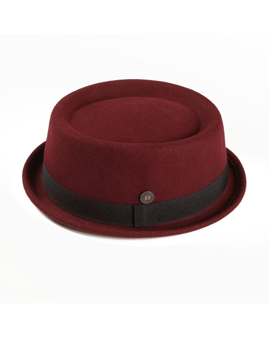 Dasmarca Hats Red Jack Vino Burgundy Felt Skimpy Brim Short Brim Rude Boy Mod Style Porkpie Hat for men