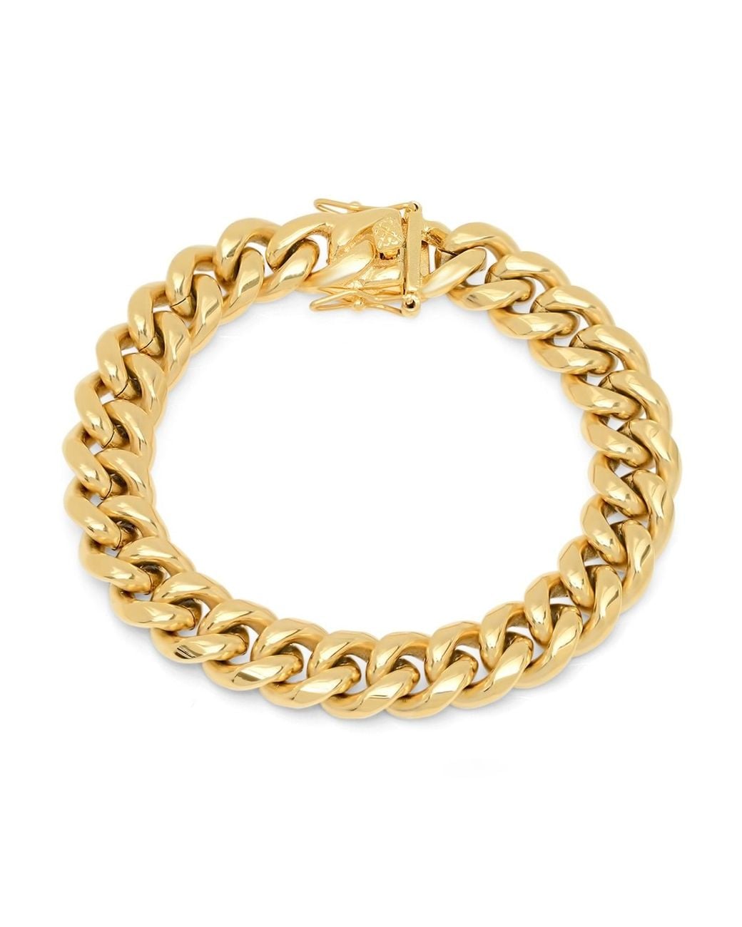 Steeltime Metallic Stainless Steel 18K Plated 12Mm Miami Cuban Bracelet With Box Clasp 8.5 Inch for men