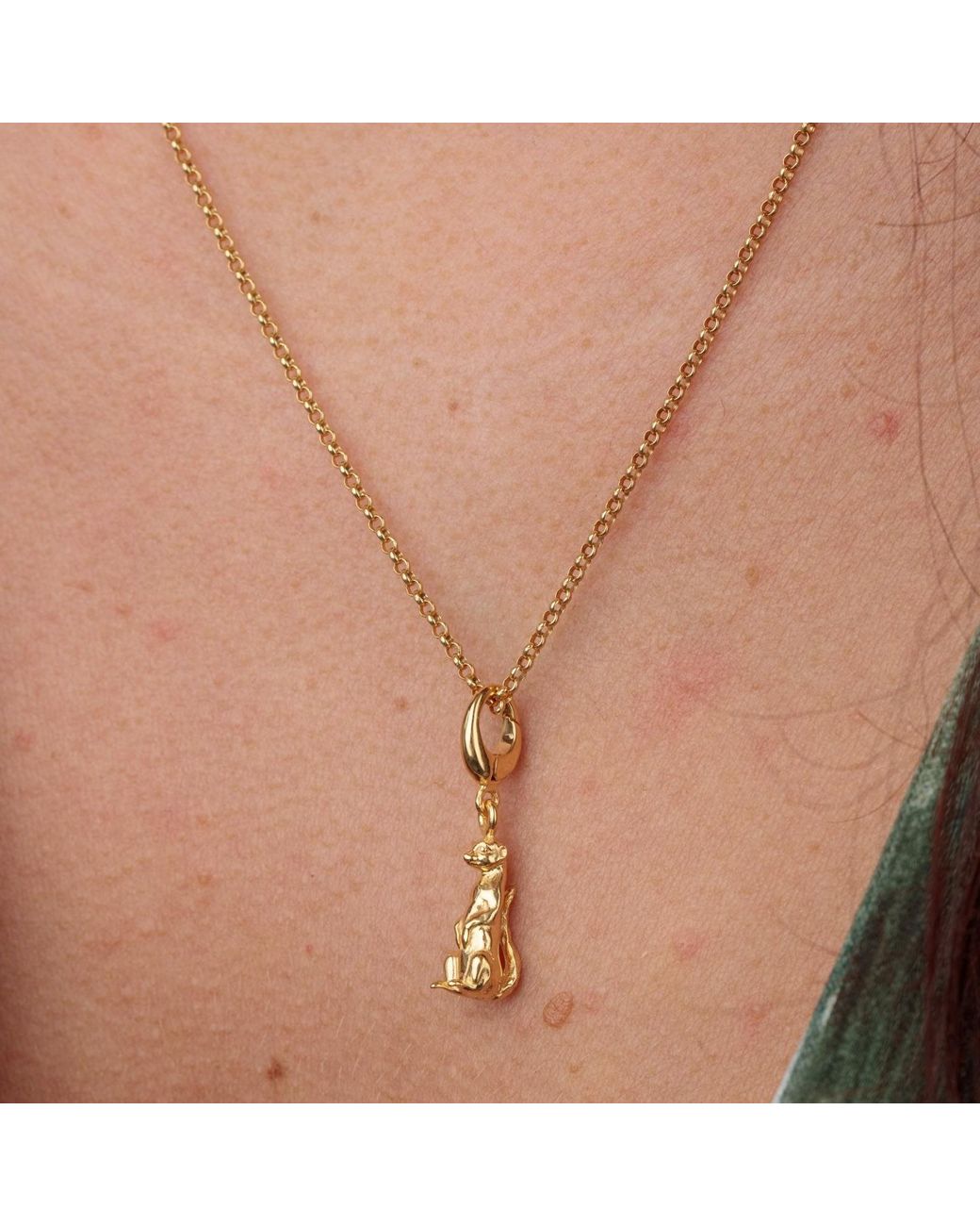Lily Charmed Metallic Plated Meerkat Charm Necklace