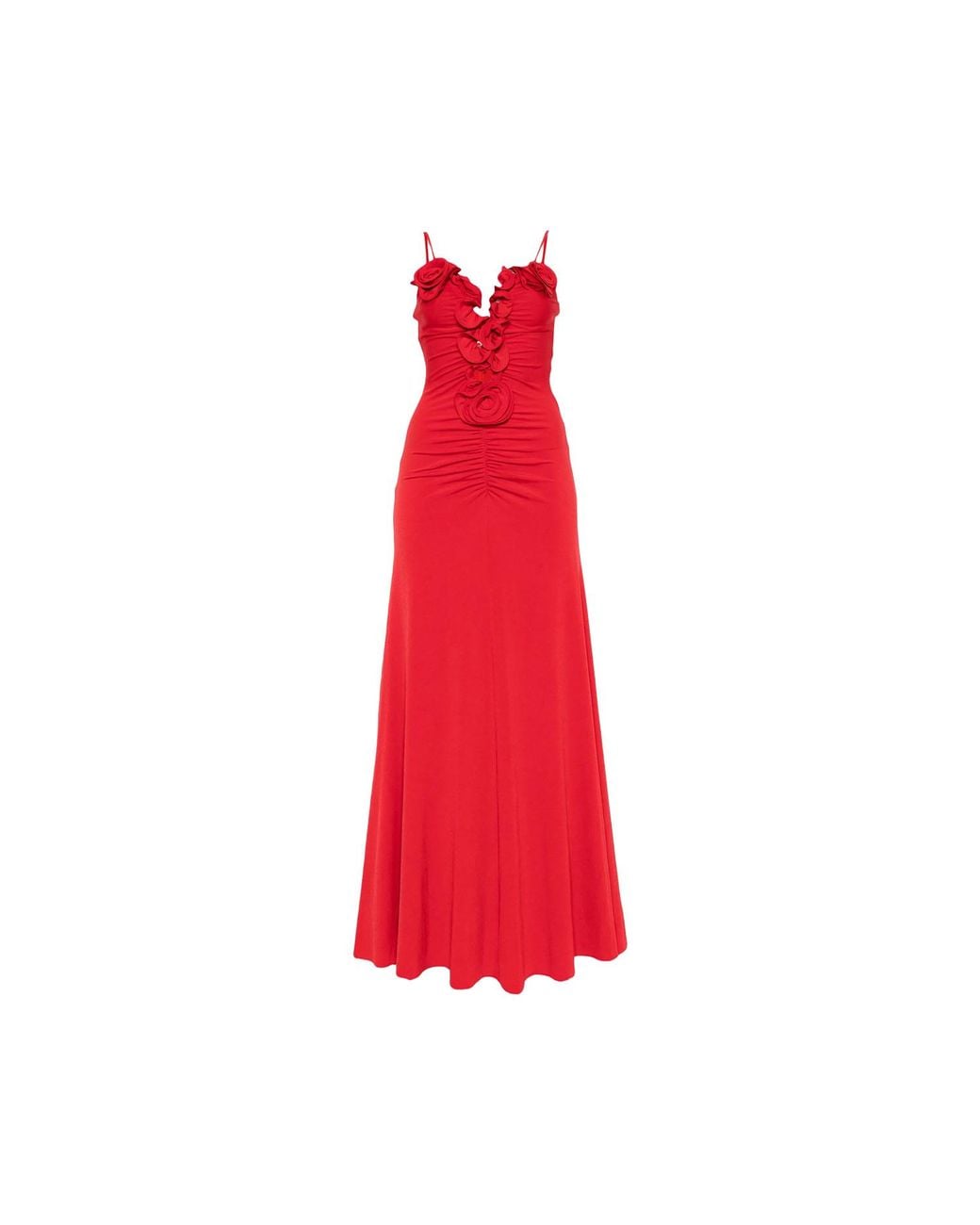 Nissa Red Floral-Applique Jersey Midi Dress
