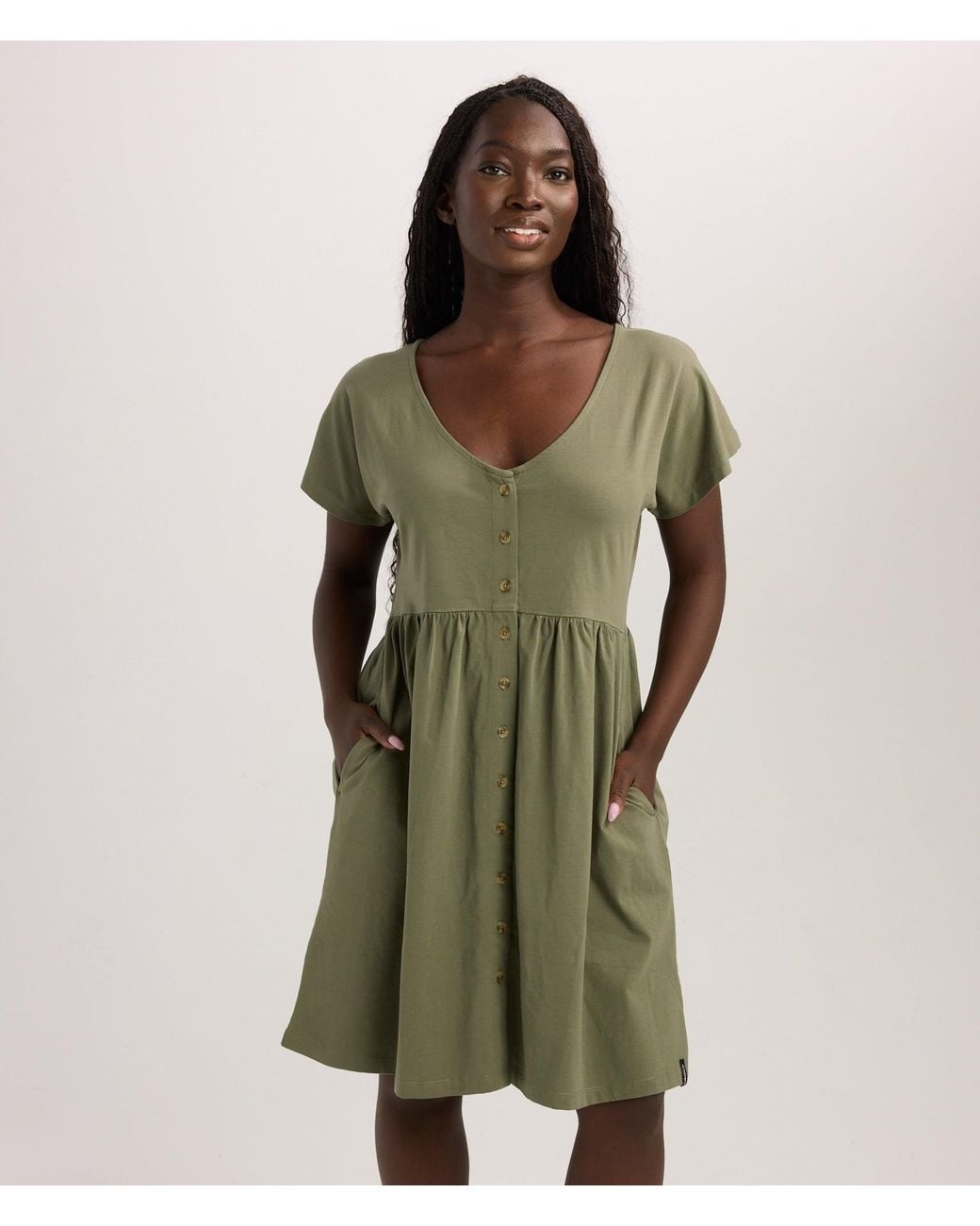 Known Supply Green Cotton Button Up Dress