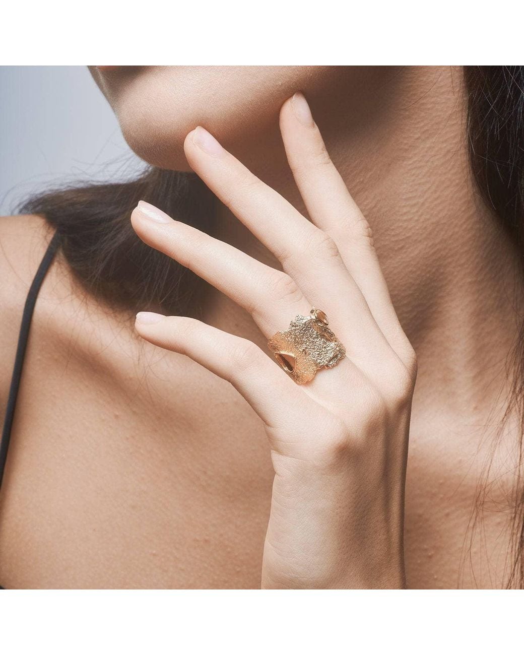 German Kabirski Yellow Otthild Iconic Plated Ring With Natural Garnet