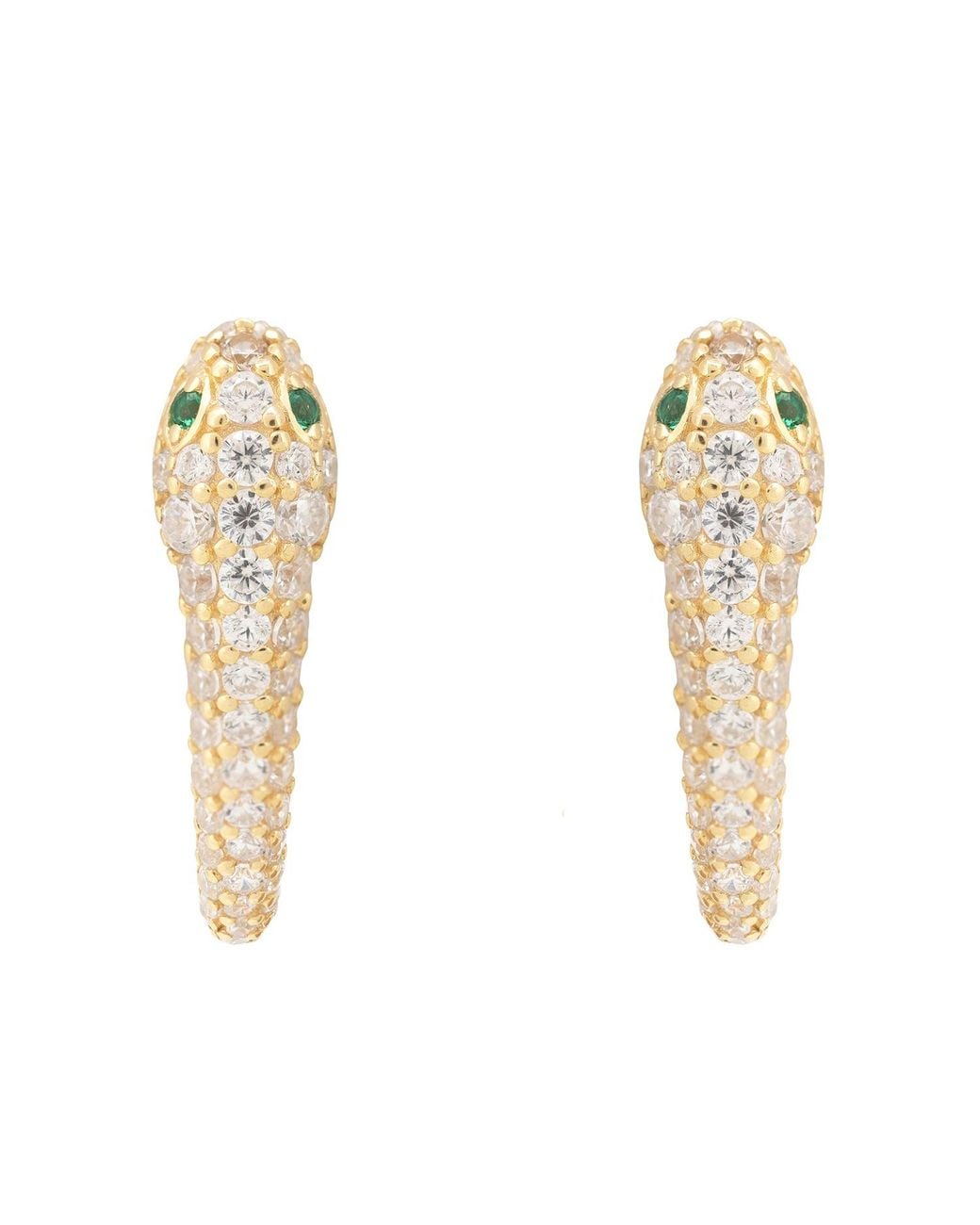 Latelita London Metallic Snake Huggie Hoops Gold
