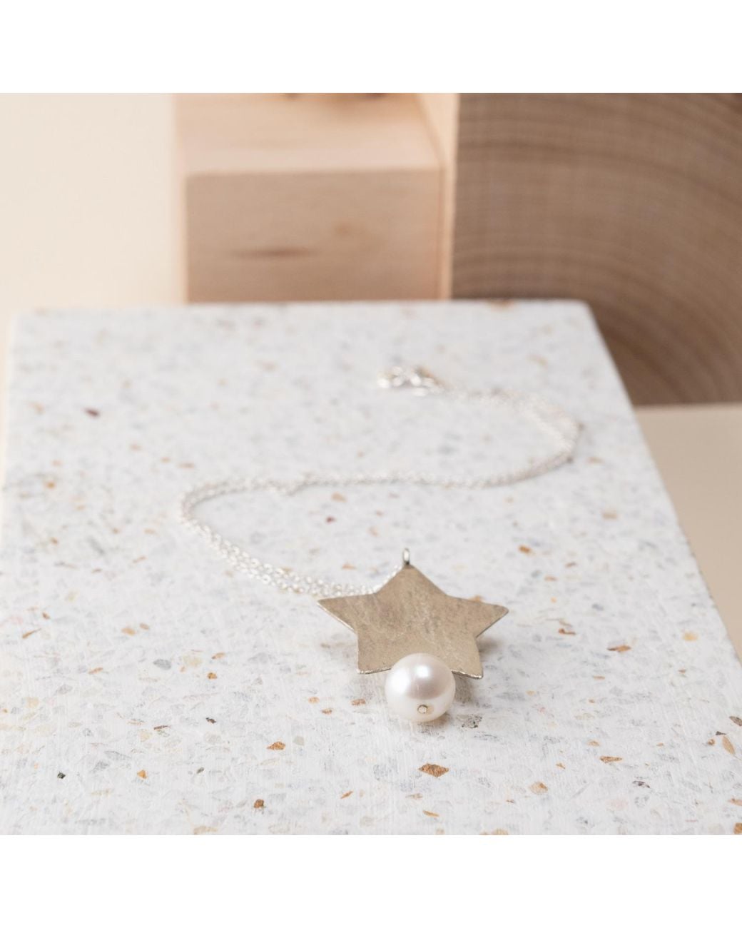 Silver Moon White Sterling Necklace With Pendant