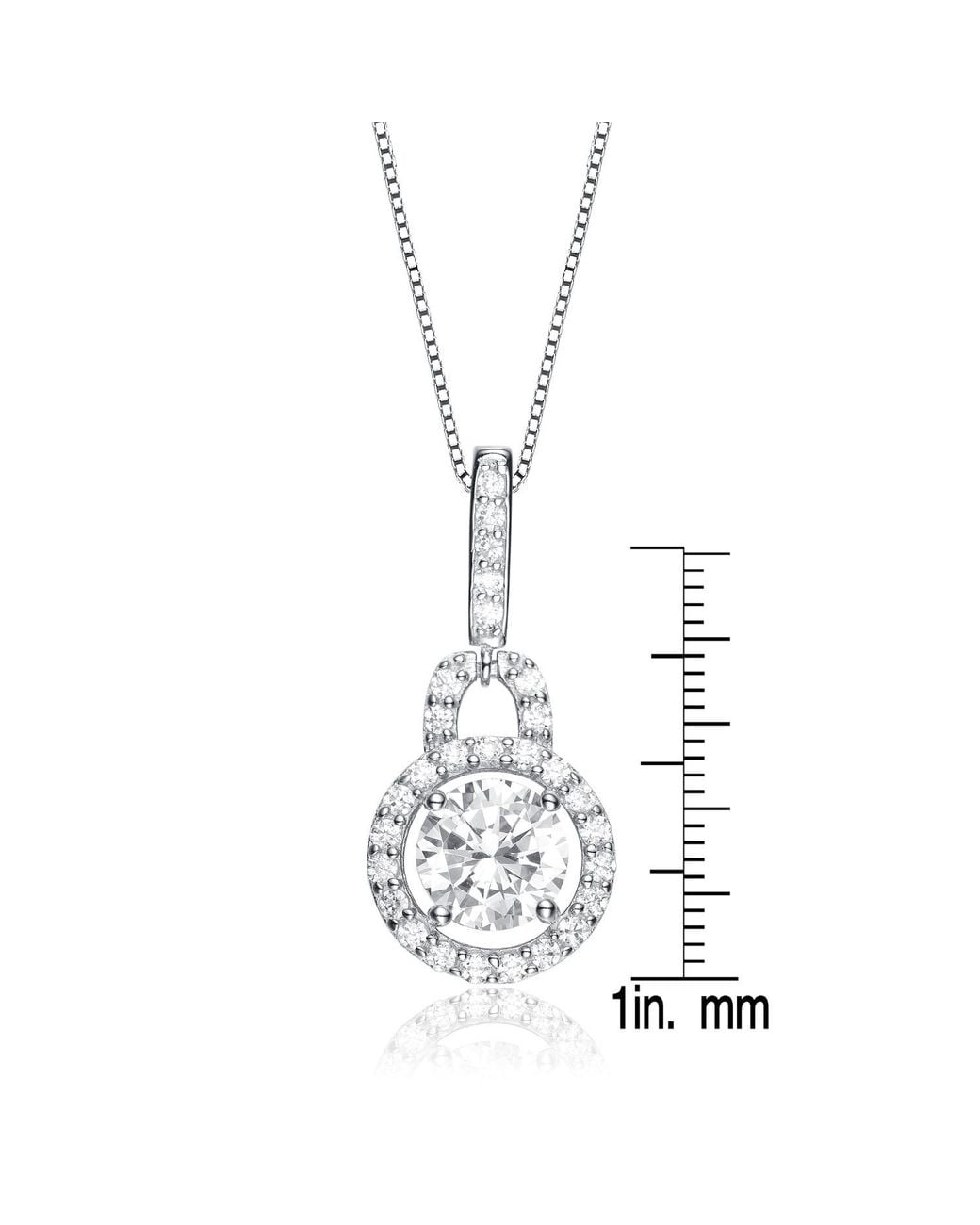Genevive Jewelry Metallic Cubic Zirconia Sterling Plated Round Drop Pendant Necklace