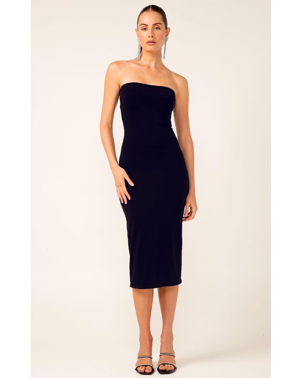 SACHA DRAKE Gray Austen Chiffon Halter Midi Dress