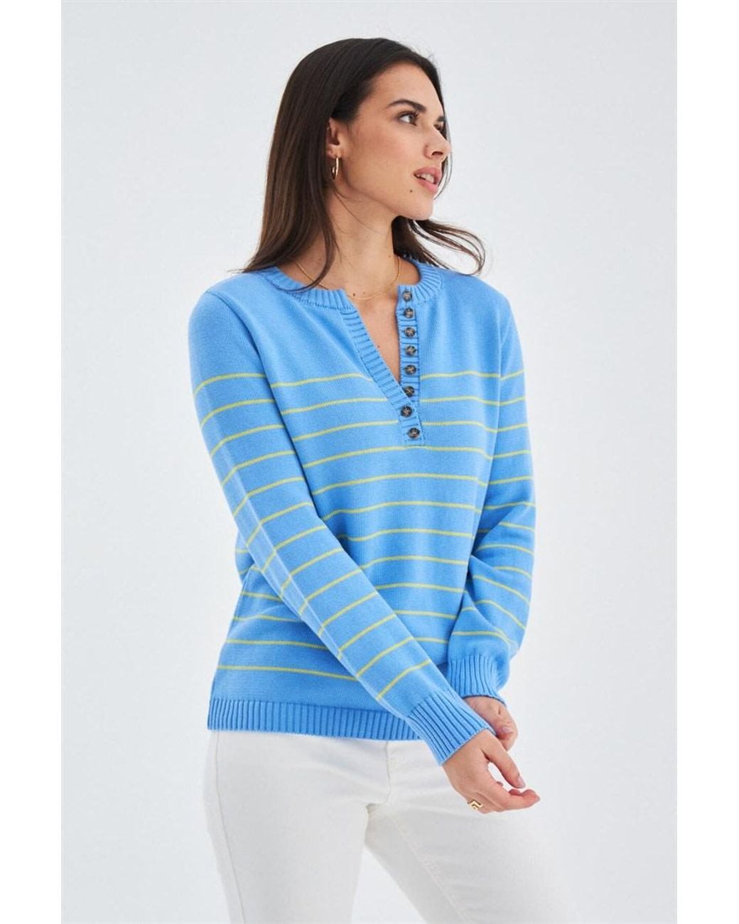 Peraluna Blue Beluga Seasonal Striped Knit Pullover