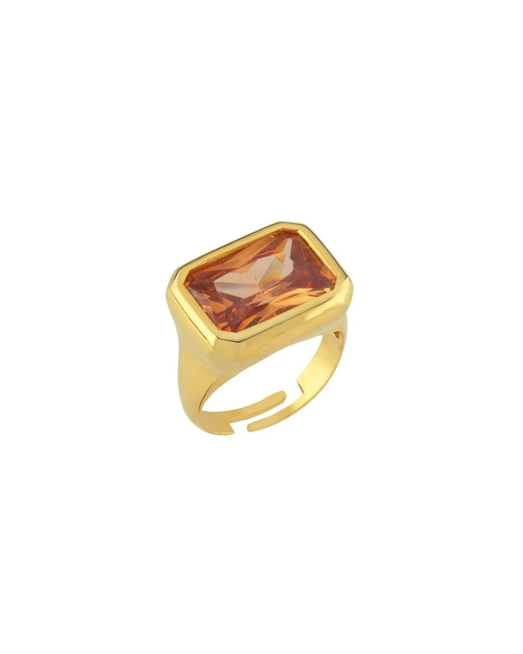 LINYA JEWELLERY Metallic Nova Large Champagne Crystal Stone Ring