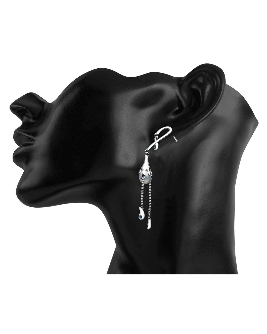 Lucy Quartermaine Metallic Pearl Drop Earrings With Swarovski Crystals