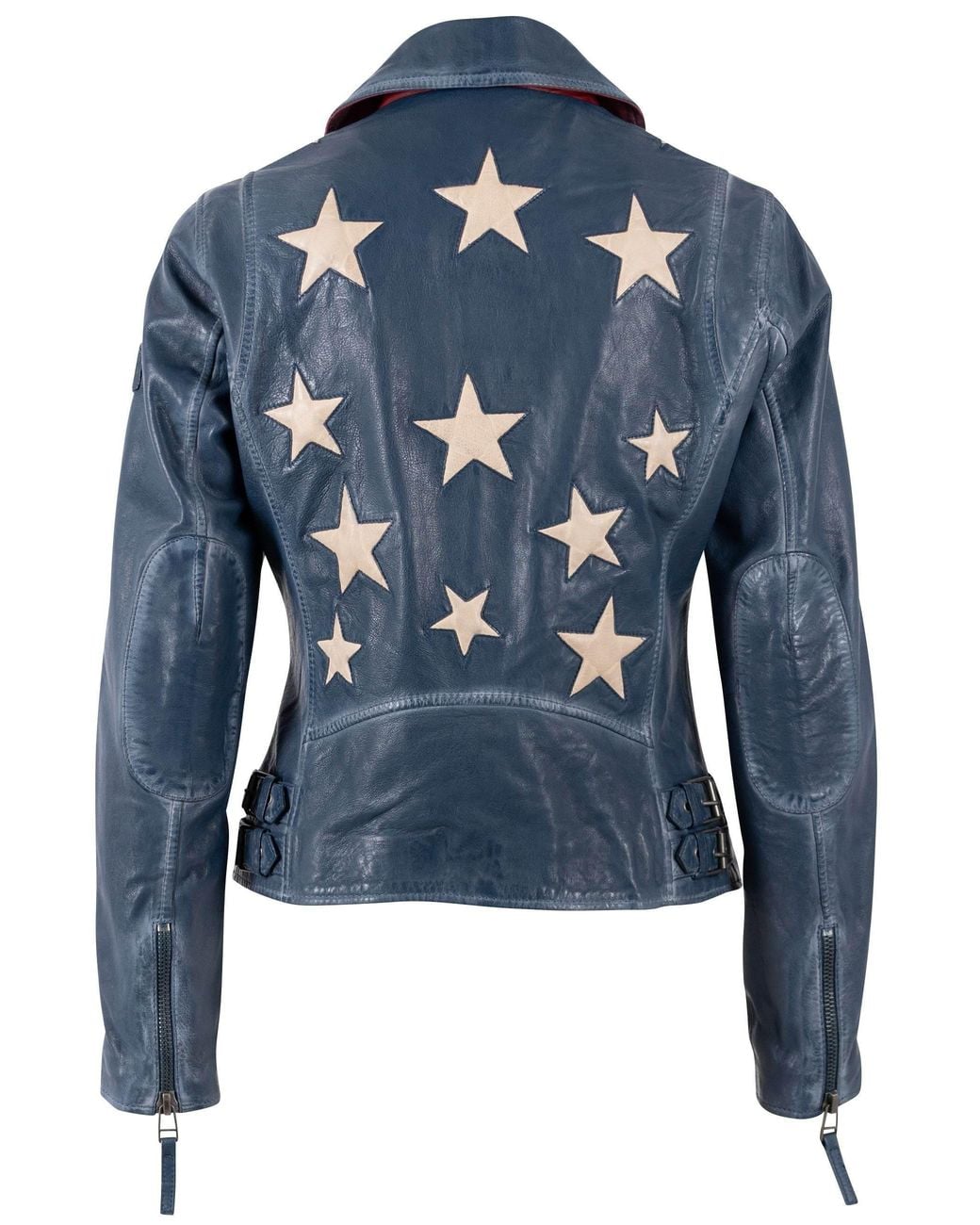 Mauritius Blue Star Lambskin Leather Jacket Christy Americana