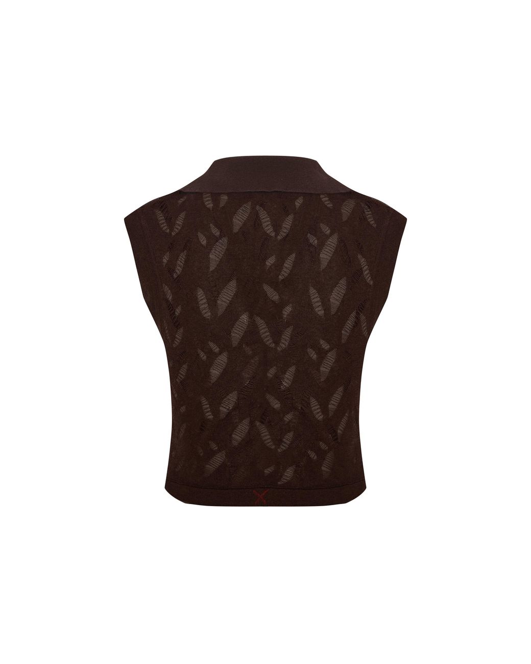Pcfg Brown Cropped Ripped Knit Top
